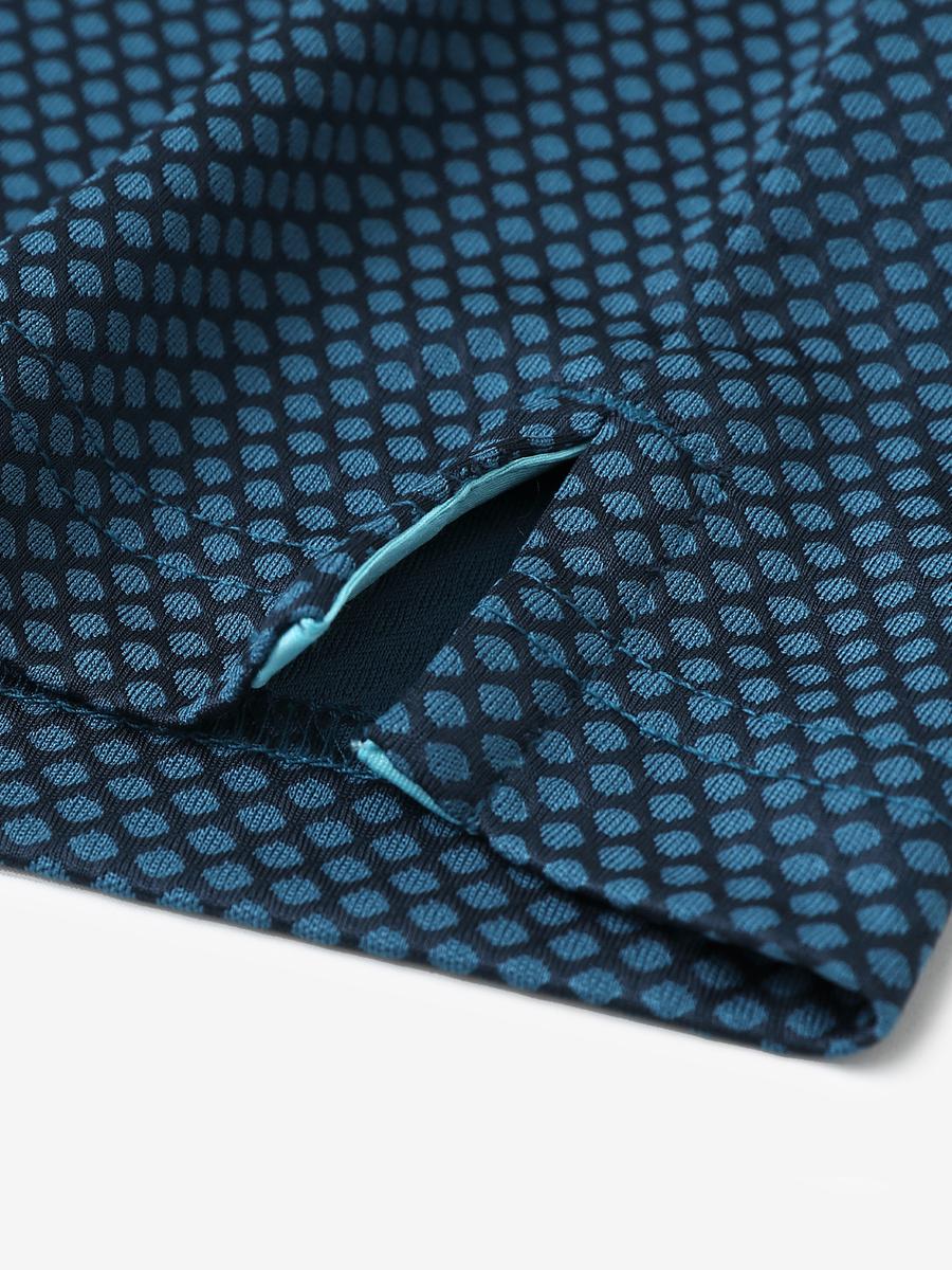 NAVY BLUE Your Favorite Jacquard Polo close-up of shirt hem slit detail