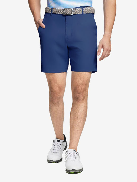 MAELREG Water Resistant Golf Shorts in Cobalt – front view on model