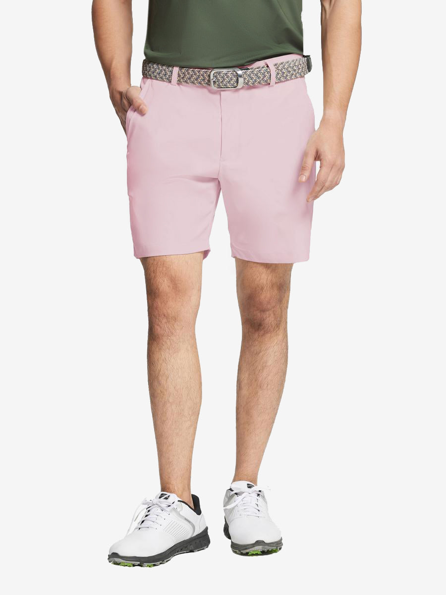 MAELREG Water Resistant Golf Shorts in Pink – front view on model