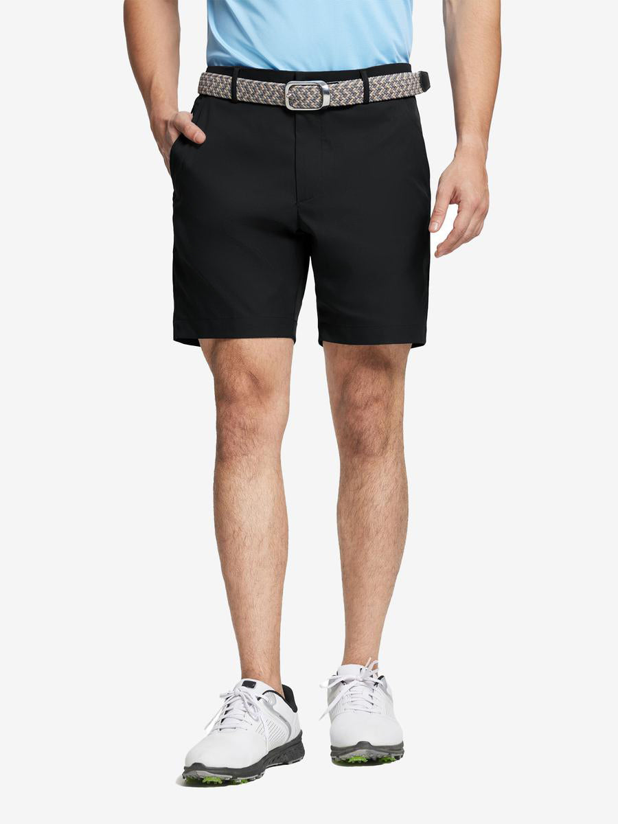 MAELREG Water Resistant Golf Shorts in Black – front view on model