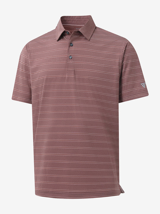 BROWN STRIPE Classic Heather Stripe Polo folded product shot