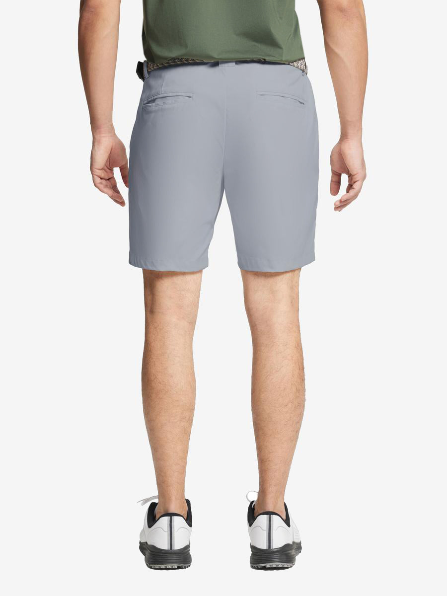 Back view of MAELREG Glacier Grey golf shorts – lightweight and clean design