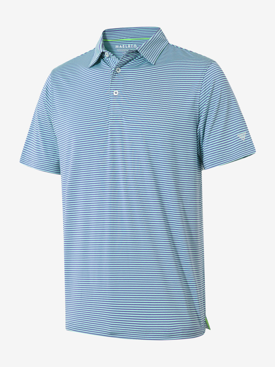 Performance Cooling Polo – 3D product view in Green Ash Stripe for kids