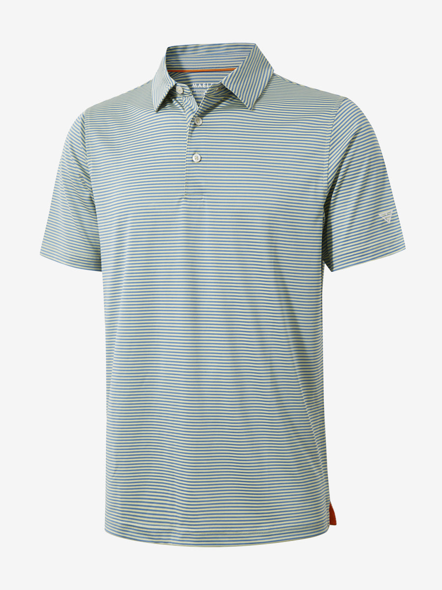 Performance Cooling Polo – 3D product view in Yellow Stripe for kids
