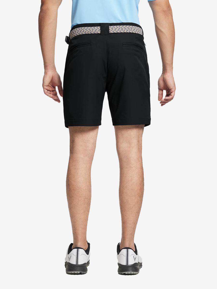 Back view of MAELREG Black golf shorts – lightweight and water resistant