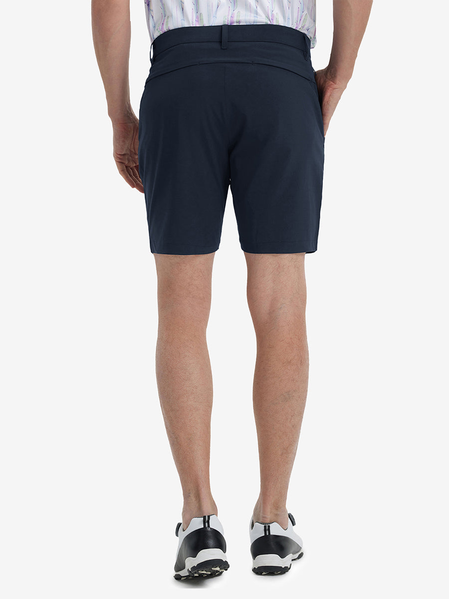 Back view of Player Fit Versatile Solid Shorts 7 Inch, showing tailored fit and clean lines – NAVY