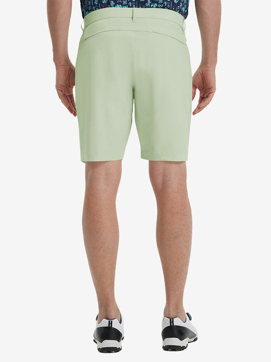 Back view of Player Fit Versatile Solid Shorts 9 Inch, showing tailored fit and clean lines – LIGHT GREEN