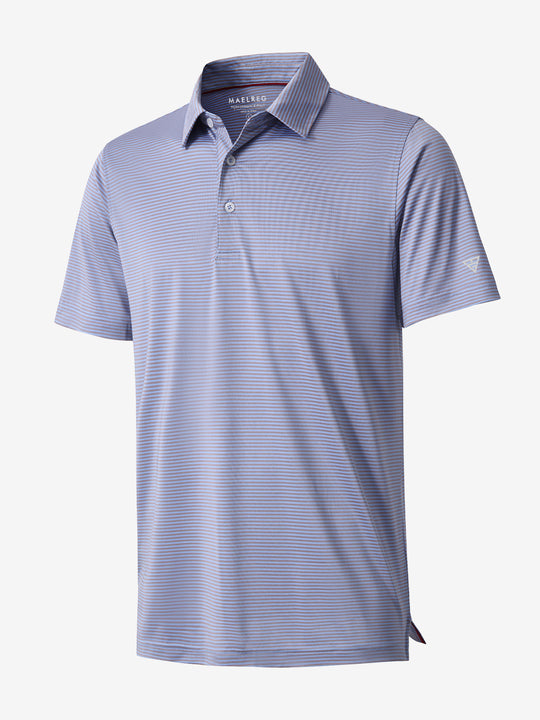 Performance Cooling Polo – 3D product view in BluishYellow Stripe for kids