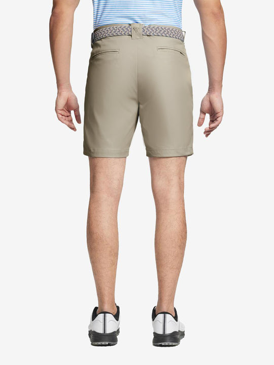 Back view of MAELREG Khaki golf shorts – lightweight and water resistant