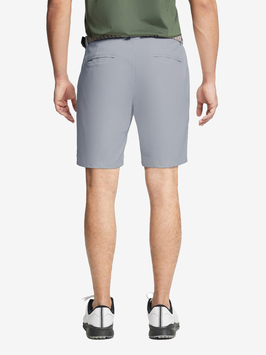 Back profile of Glacier Grey shorts – MAELREG breathable golfwear design