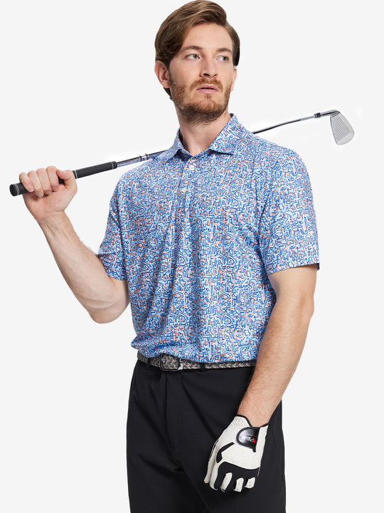 Performance Quick Dry Print Golf Polos（2）