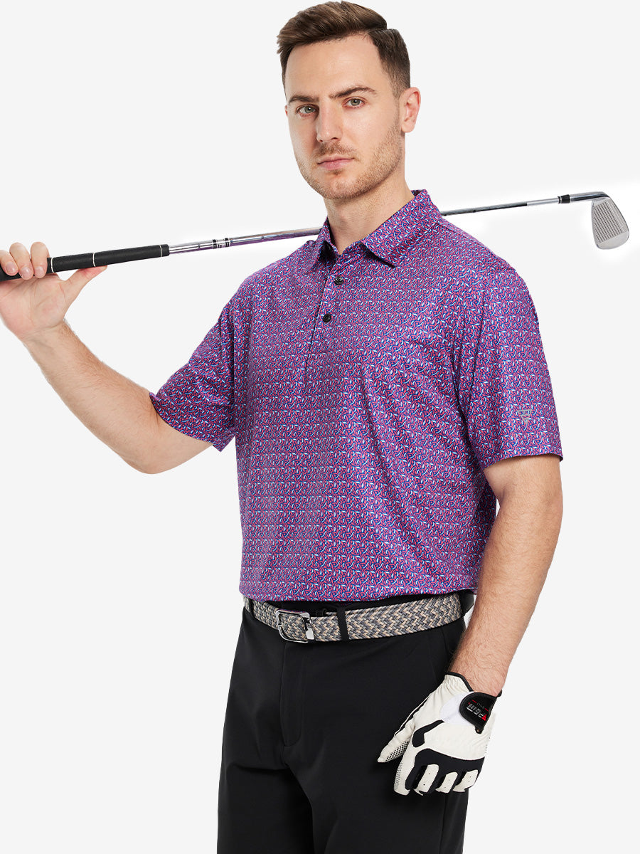 Performance Quick Dry Print Golf Polos（2）