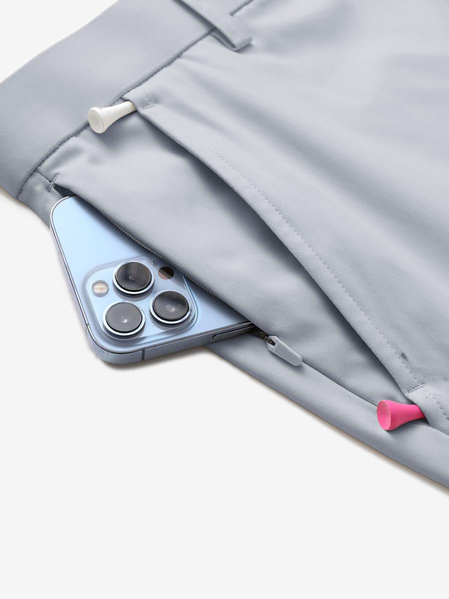 Close-up of iPhone in pocket – Glacier Grey 7 Inch golf shorts by MAELREG
