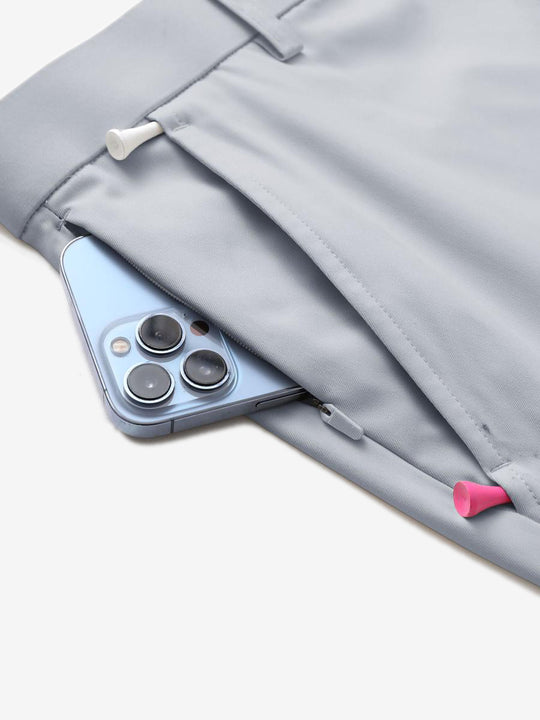 Close-up of iPhone in pocket – Glacier Grey 7 Inch golf shorts by MAELREG