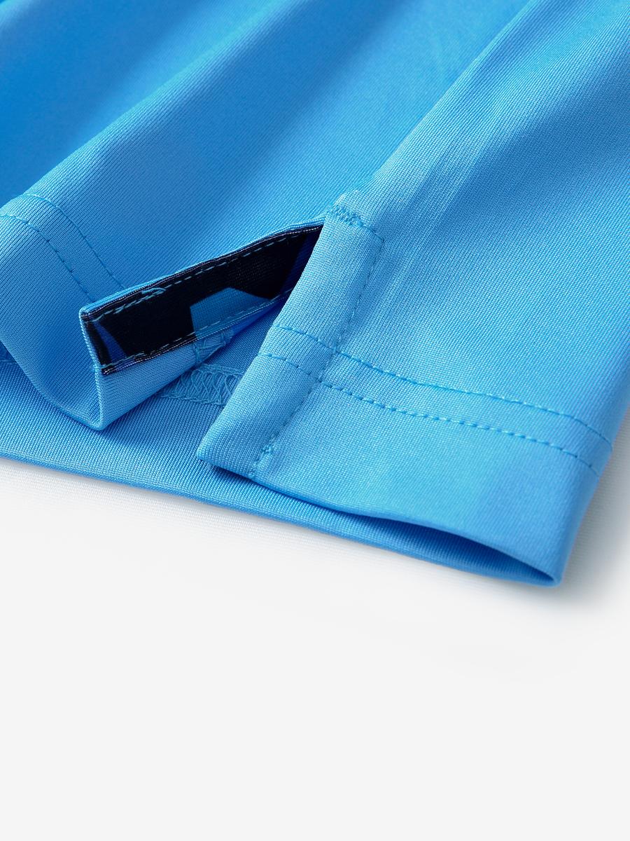 Close-up of side slit detail on the Sky Blue Everyday Classic Solid Polo hem