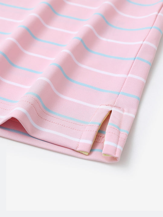 Side slit hem detail on LIGHT PINK STRIPE Stylish Performance Golf Polo — clean and functional finish
