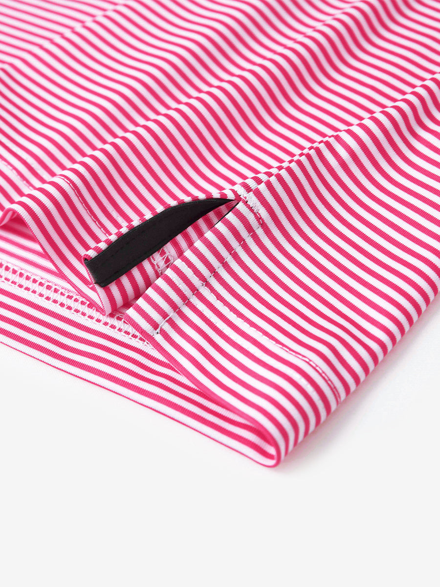Hem slit detail – Rose Stripe Performance Cooling Polo for youth