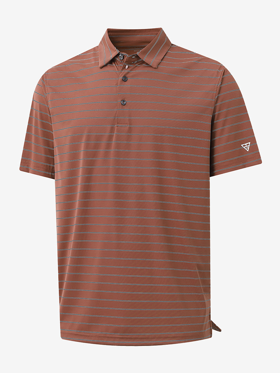 3D view of Water Resistant Stripe Nylon Polo in Henna Stripe.