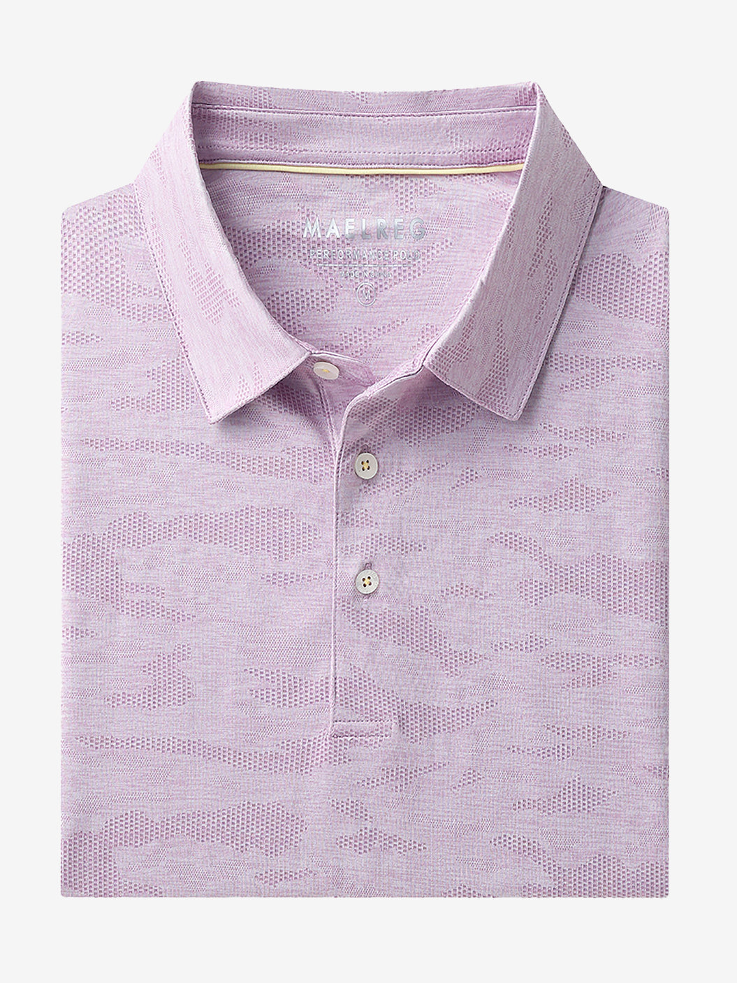 LILAC HEATHER Camo Heather Jacquard Polo folded product shot