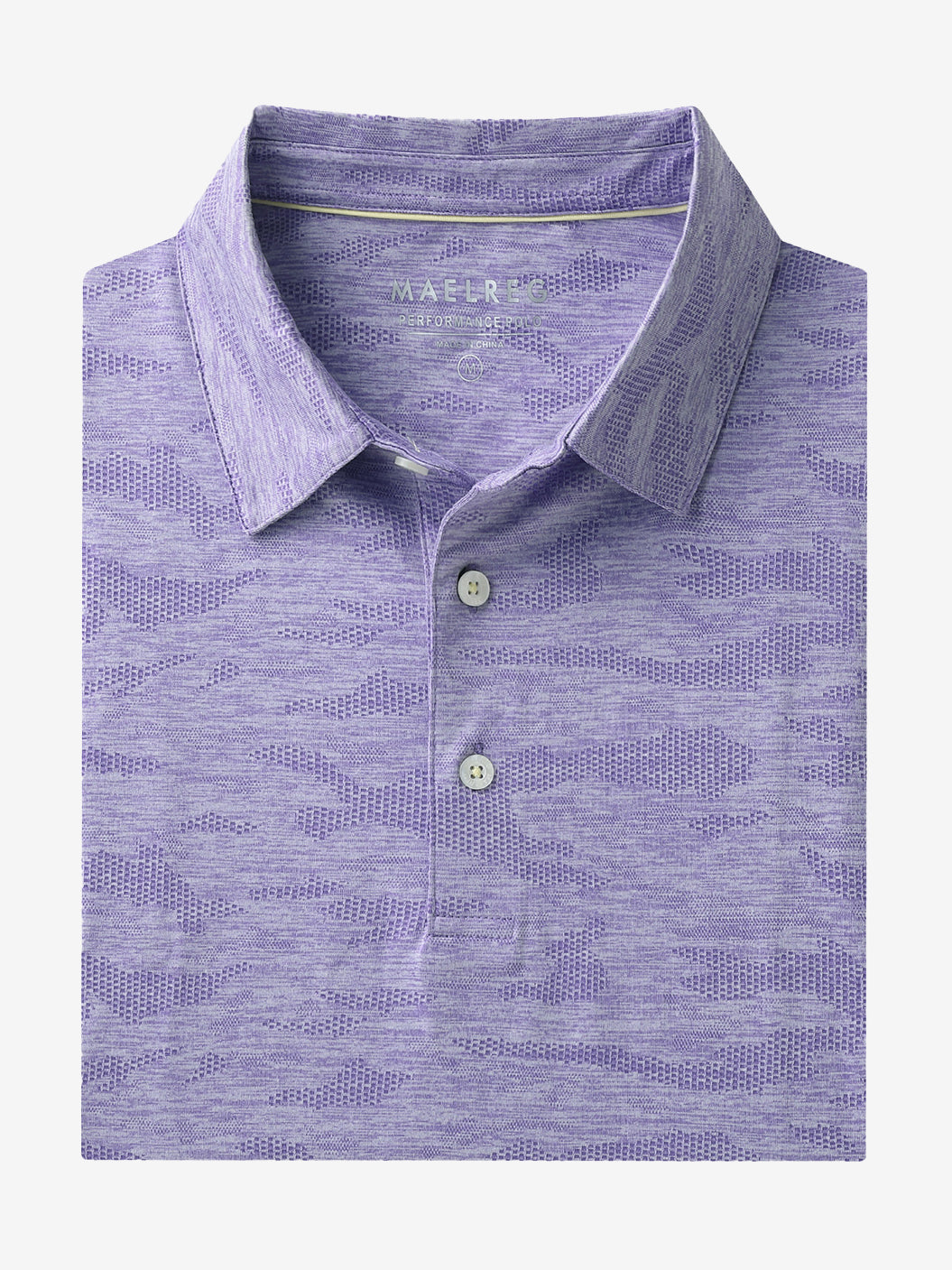 PURPLE HEATHER Camo Heather Jacquard Polo folded product shot